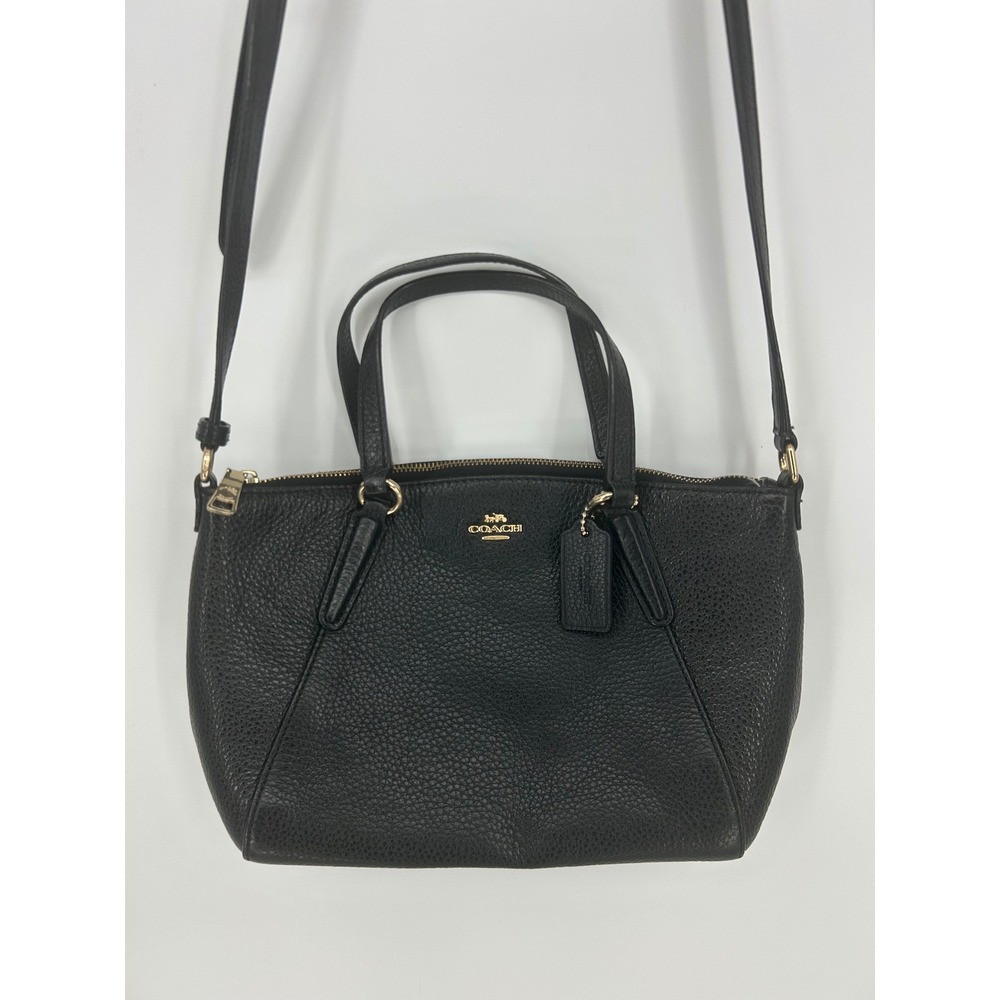 Coach Black Pebble Leather Small Kelsey Satchel- Minimalist Classic - Picture 1 of 10